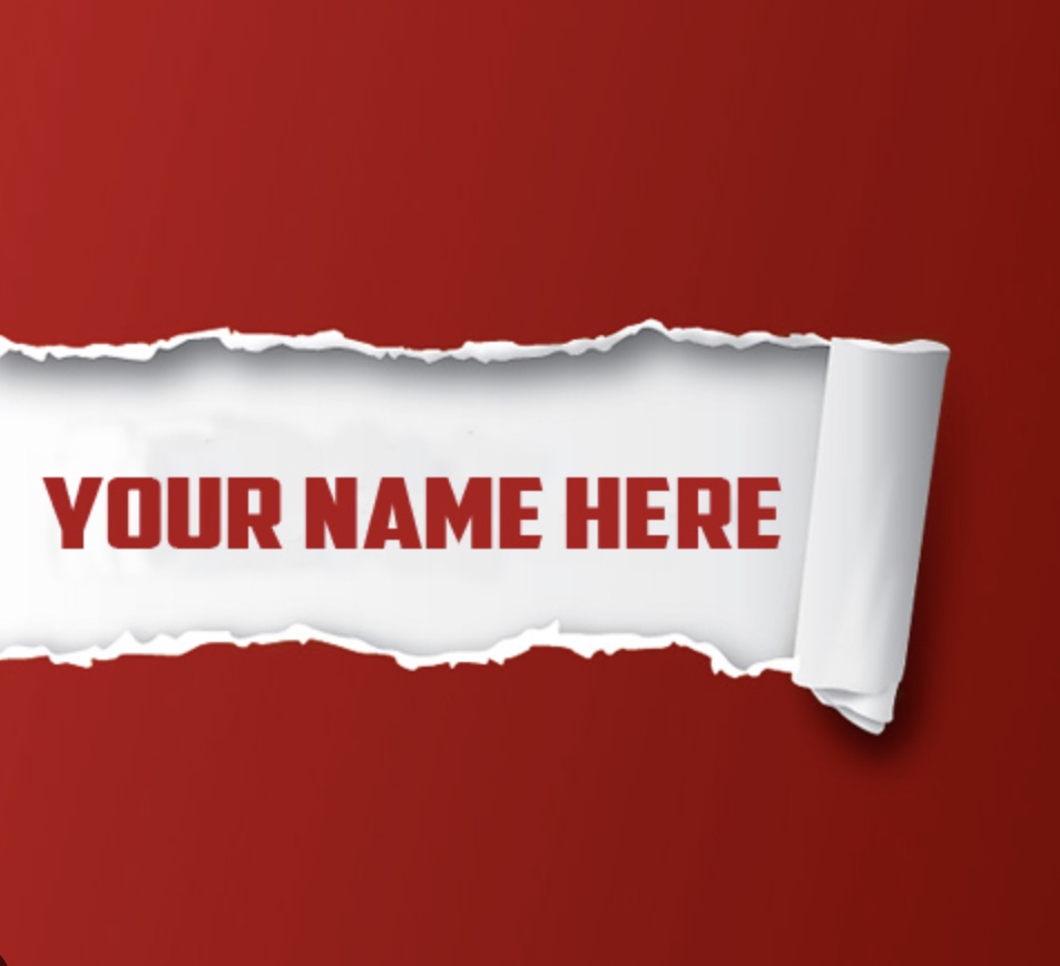 Label showing a suggestion to add your name here